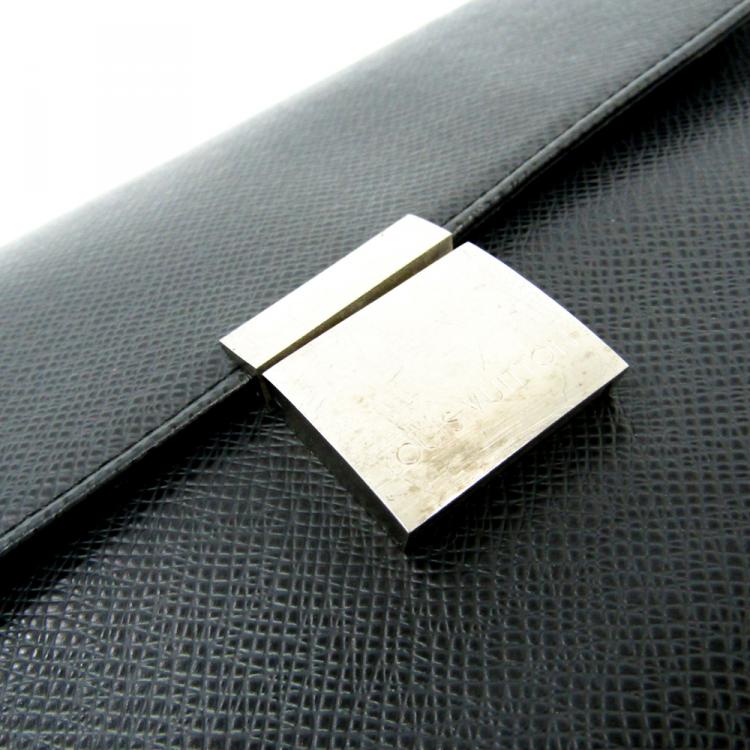 Pre Owned Louis Vuitton Ardoise Taiga Leather Selenga Clutch Bag