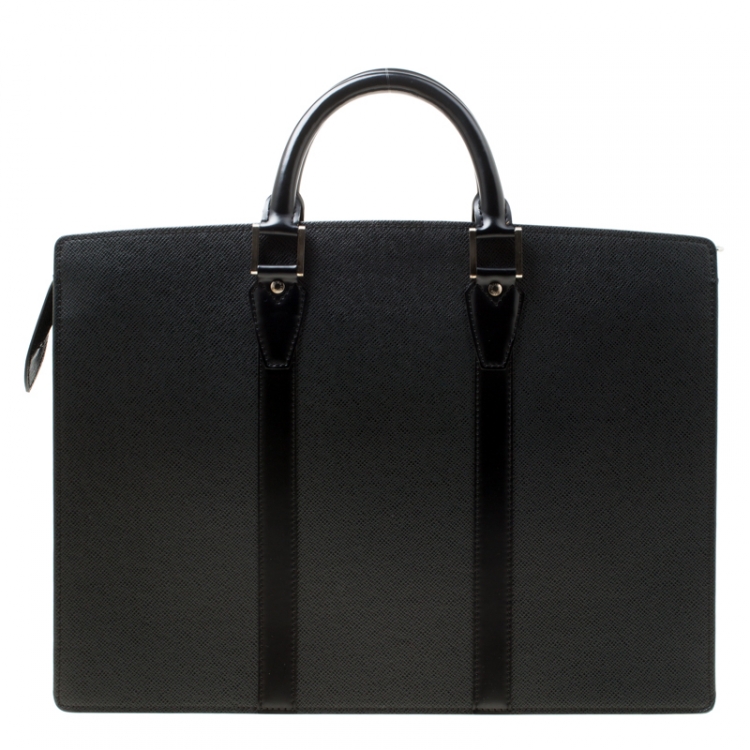 Pre Owned Louis Vuitton Black Taiga Leather Lozan Briefcase