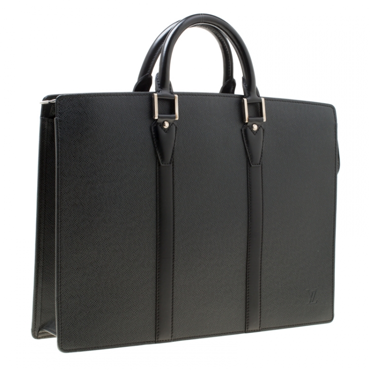 Pre Owned Louis Vuitton Black Taiga Leather Lozan Briefcase