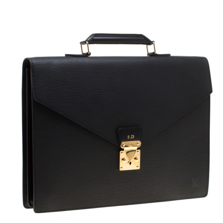 Pre Owned Louis Vuitton Black Epi Leather Serviette Conseiller Business Briefcase