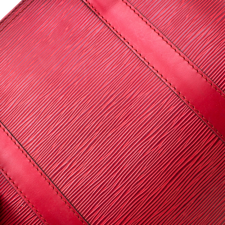 Pre Owned Louis Vuitton Red Epi Leather Keepall 50 Bag