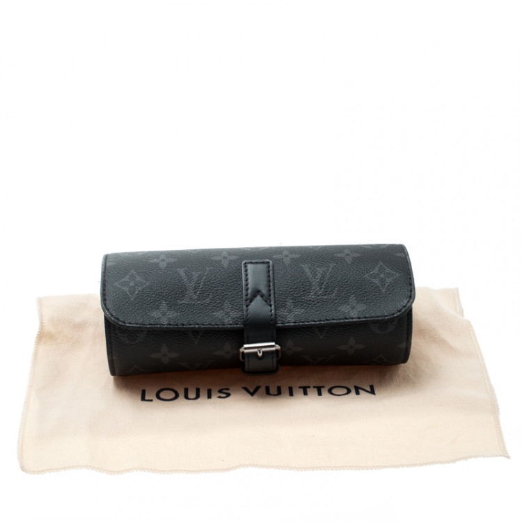 Pre Owned Louis Vuitton Black Monogram Canvas Eclipse Watch Case