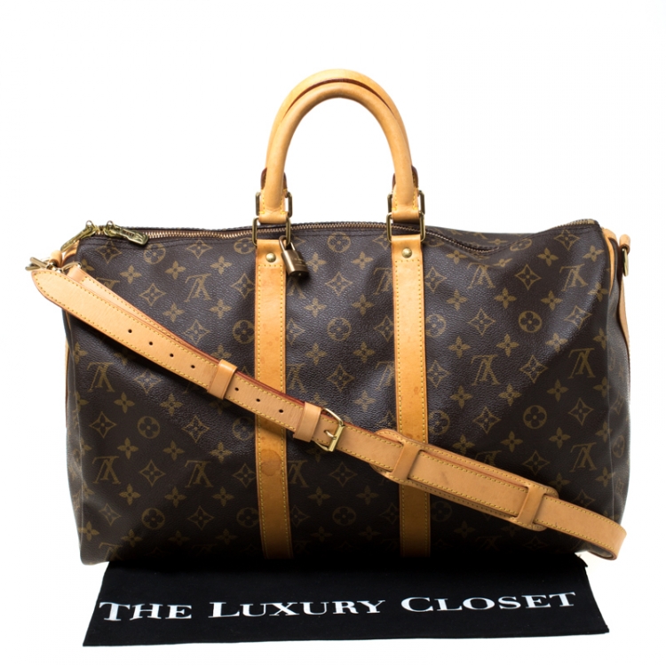 Pre Owned Louis Vuitton Monogram Canvas Keepall Bandouliere 45 Bag