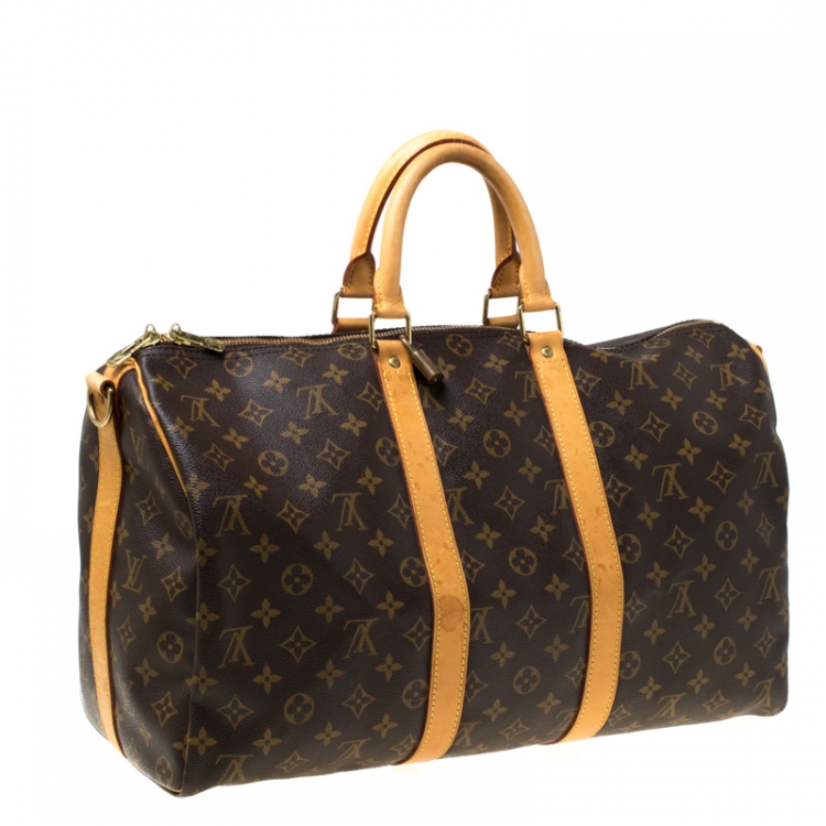 Pre Owned Louis Vuitton Monogram Canvas Keepall Bandouliere 45 Bag
