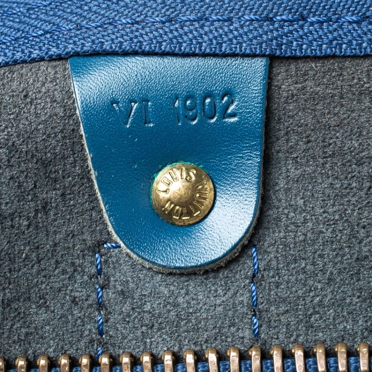 Pre Owned Louis Vuitton Toledo Blue Epi Leather Keepall 45 Bag