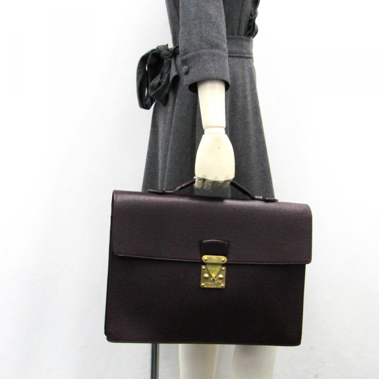 Pre Owned Louis Vuitton Acajou Taiga Leather Serviette Kourad Briefcase