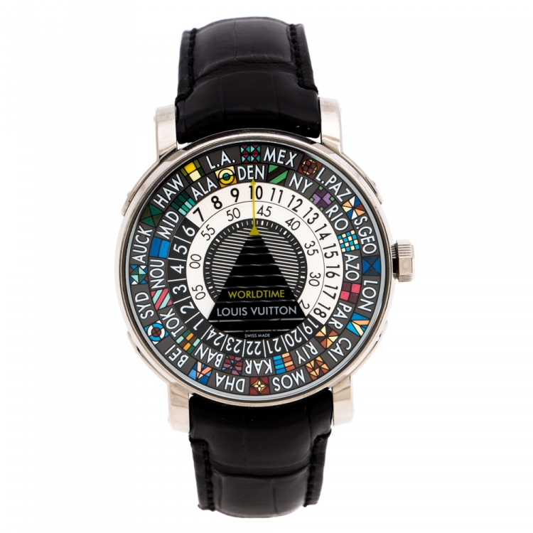 Bonhams : Louis Vuitton. A White Gold Escale Worldtime Automatic  Wristwatch, TG9748, With box, certificate and extra strap