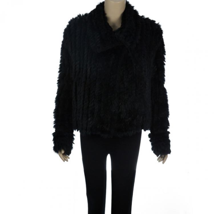 Pre Owned Marc by Marc Jacobs Black Rabbit Fur Jacket S