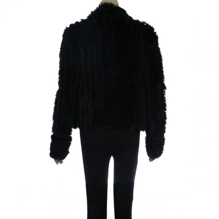 Pre Owned Marc by Marc Jacobs Black Rabbit Fur Jacket S