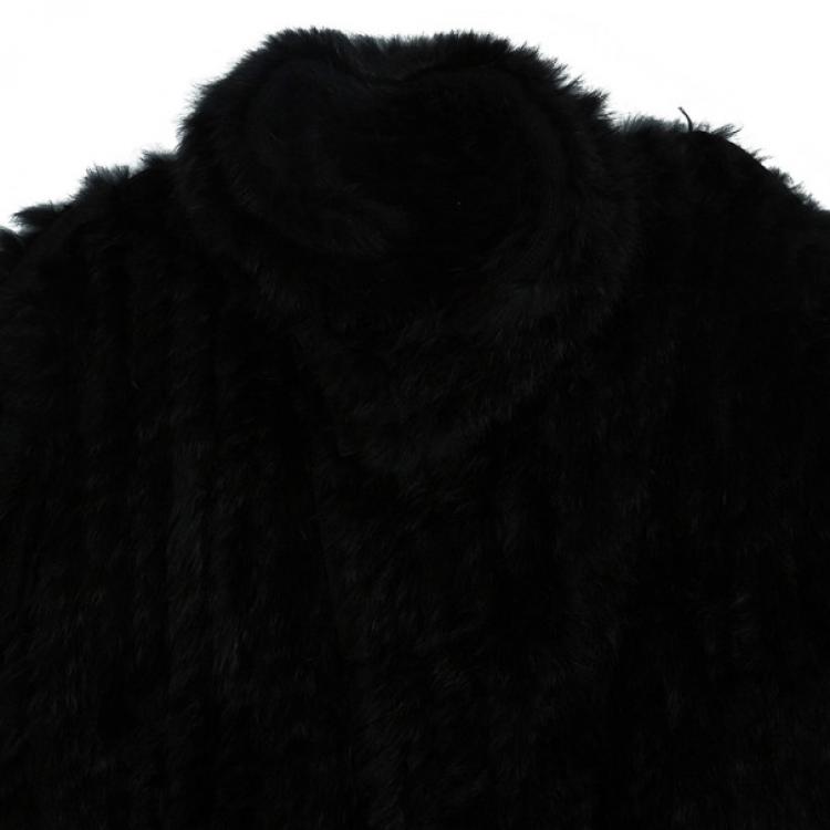 Pre Owned Marc by Marc Jacobs Black Rabbit Fur Jacket S
