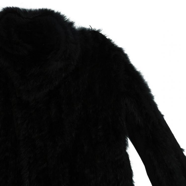 Pre Owned Marc by Marc Jacobs Black Rabbit Fur Jacket S