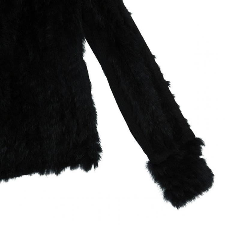 Pre Owned Marc by Marc Jacobs Black Rabbit Fur Jacket S