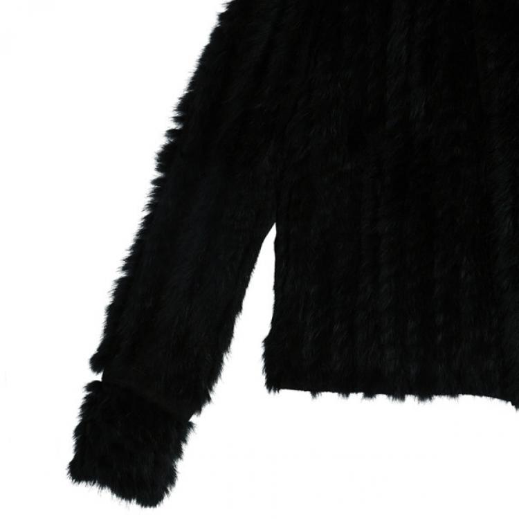 Pre Owned Marc by Marc Jacobs Black Rabbit Fur Jacket S