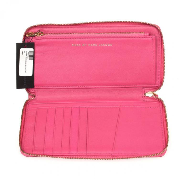 Pre Owned Marc by Marc Jacobs Pink Dreamy Embossed Leather Wallet