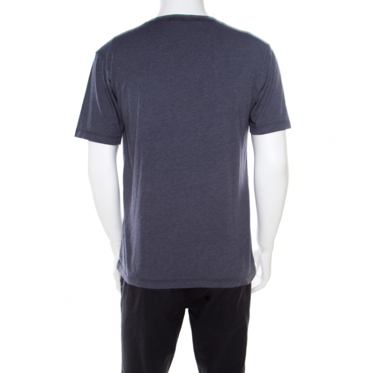 Pre Owned Marc by Marc Jacobs Aegean Blue Cotton Blend Crew Neck T-Shirt M