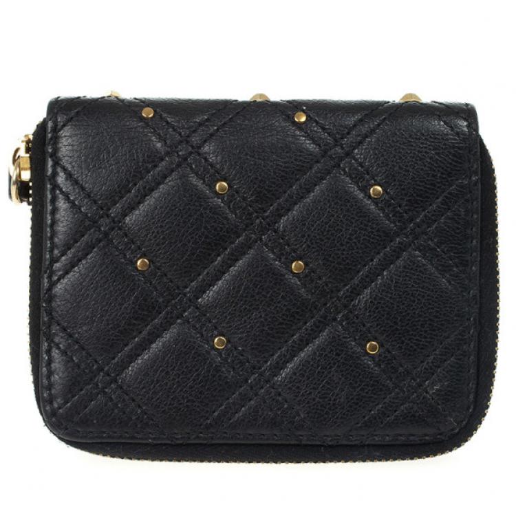 Pre Owned Marc Jacobs Quilted Zip Black Phyton-Effect Leather Wallet 