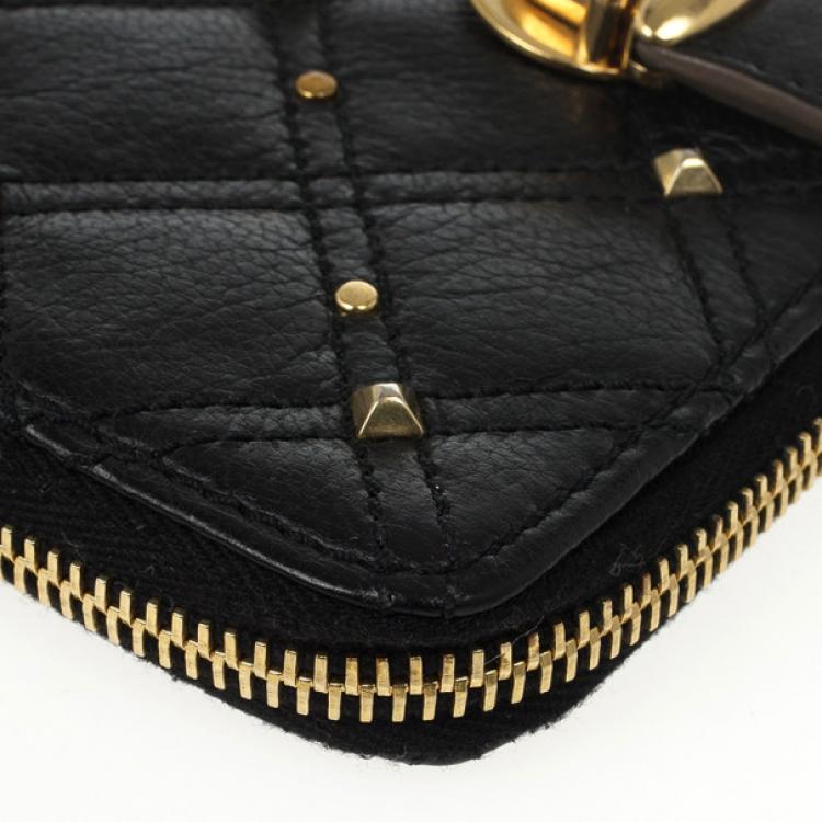 Pre Owned Marc Jacobs Quilted Zip Black Phyton-Effect Leather Wallet 