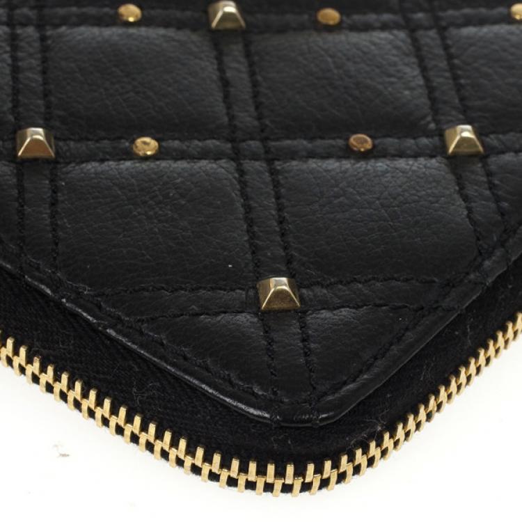 Pre Owned Marc Jacobs Quilted Zip Black Phyton-Effect Leather Wallet 
