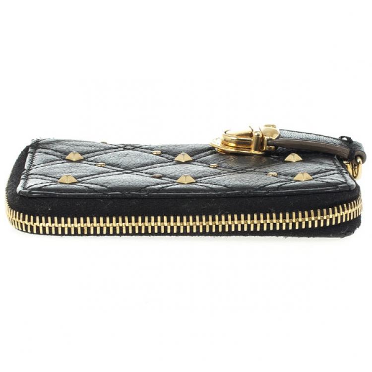 Pre Owned Marc Jacobs Quilted Zip Black Phyton-Effect Leather Wallet 