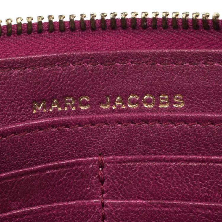 Pre Owned Marc Jacobs Fuchsia Quilted Leather Double Pocket Zip Wallet