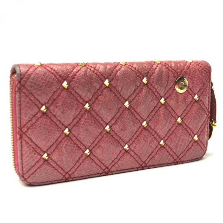 Pre Owned Marc Jacobs Zip Pink Phyton-Effect Leather Wallet