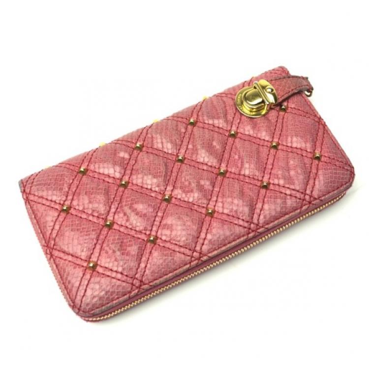 Pre Owned Marc Jacobs Zip Pink Phyton-Effect Leather Wallet