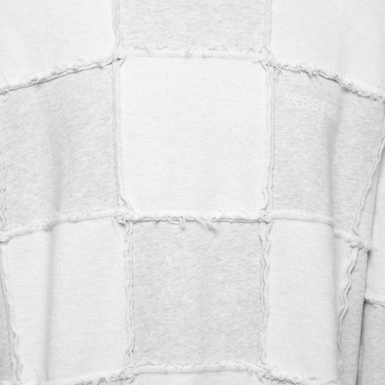 ممل�وكة مسبقًا Marcelo Burlon Grey & White Patchwork Cotton Crewneck Sweatshirt L