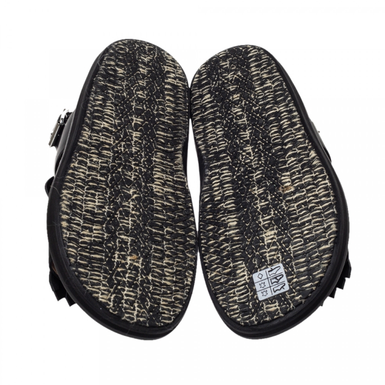 Pre Owned Marni Black Leather Fringe Fussbett Sandals Size 41