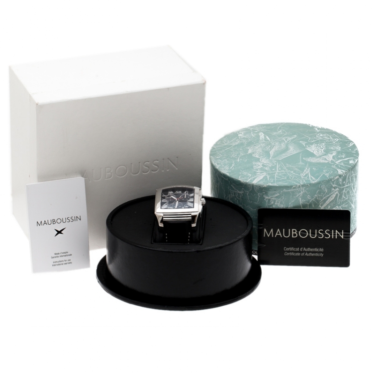 Pre Owned Mauboussin Black Stainless Steel Delit 906 Chronograph Men's Wristwatch 42 mm