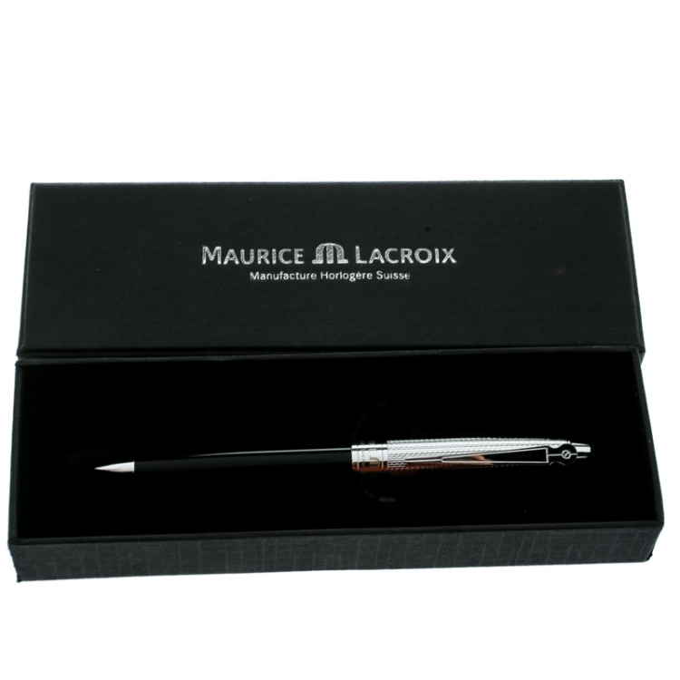 Pre Owned Maurice Lacroix Twist Action Resin Silver Tone Ballpoint Pen