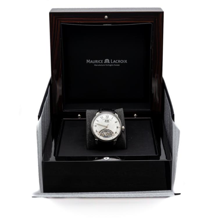 Pre Owned Maurice Lacroix Silver Jours Retrograde Steel Automatic Men's Watch 40MM