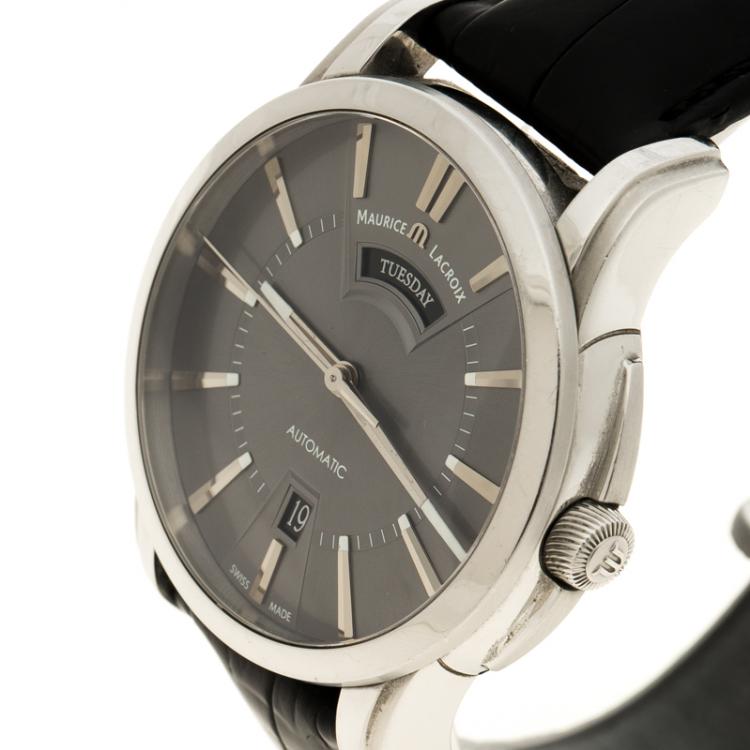 Pre Owned Maurice Lacroix Stainless Steel Pontos Day Date Automatic Men's Wristwatch 40MM