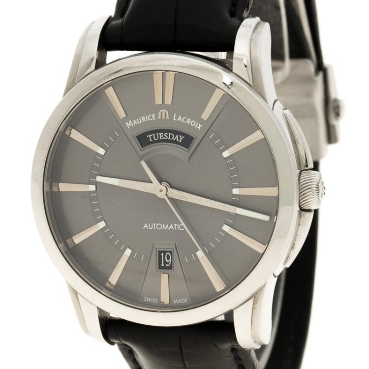 Pre Owned Maurice Lacroix Stainless Steel Pontos Day Date Automatic Men's Wristwatch 40MM