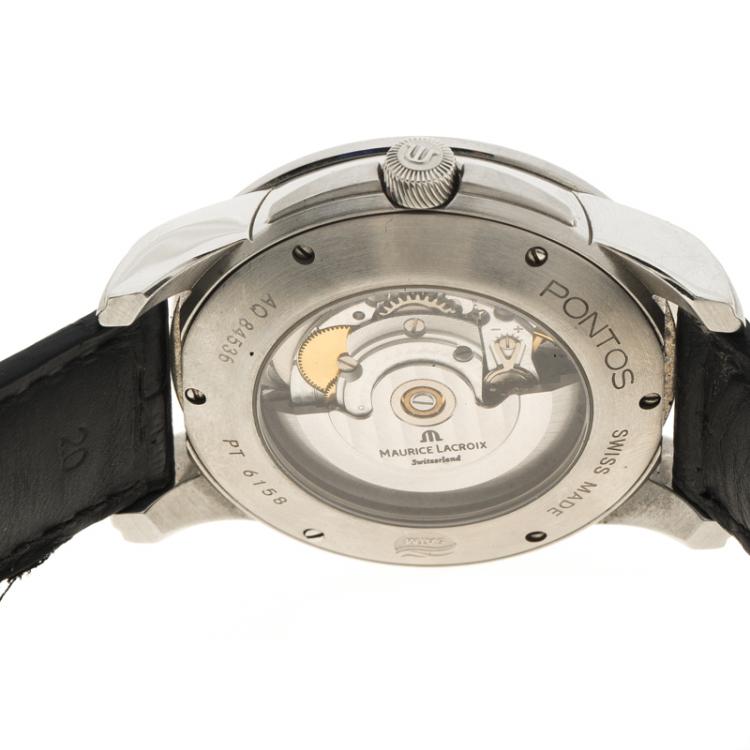 Pre Owned Maurice Lacroix Stainless Steel Pontos Day Date Automatic Men's Wristwatch 40MM