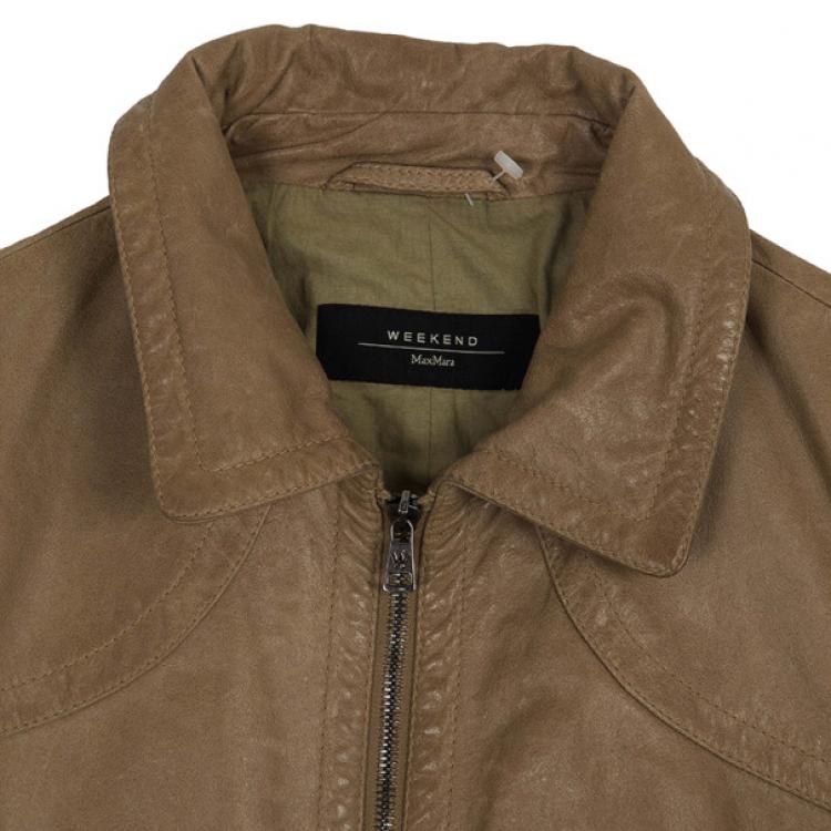 Pre Owned Max Mara Crop Leather Jacket M