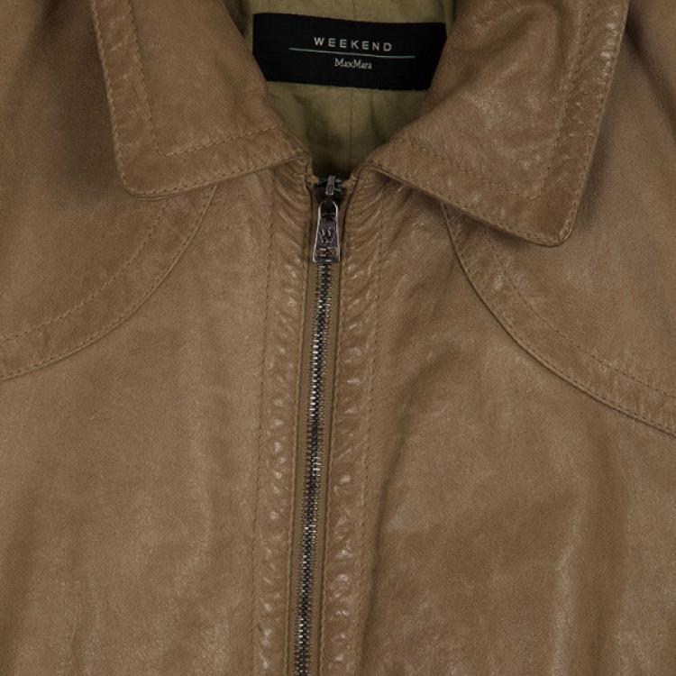 Pre Owned Max Mara Crop Leather Jacket M