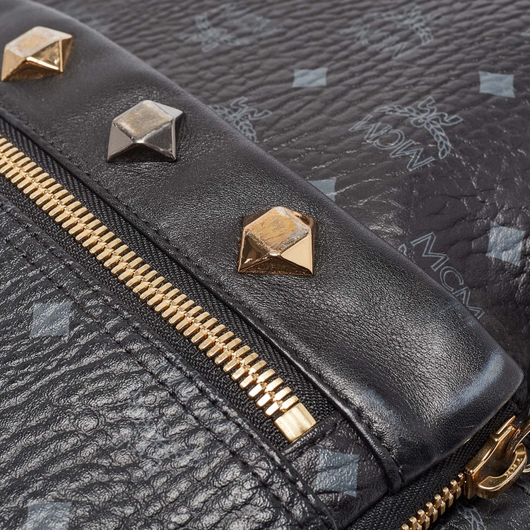 Pre Owned MCM Black Visetos Coated Canvas Large Studded Stark Backpack