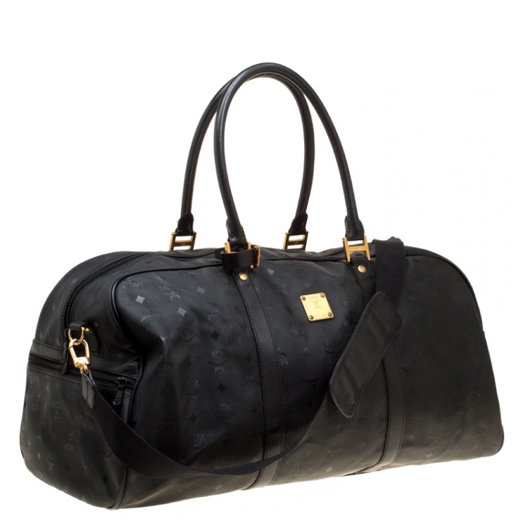 Pre Owned MCM Black Visetos Nylon Large Duffle Bag