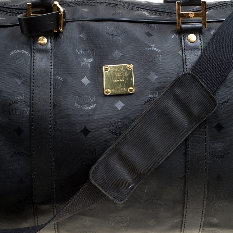 Pre Owned MCM Black Visetos Nylon Large Duffle Bag