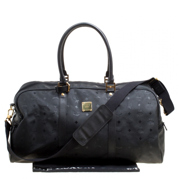 Pre Owned MCM Black Visetos Nylon Large Duffle Bag