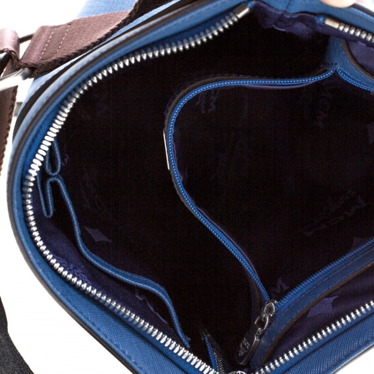Pre Owned MCM Blue Leather Ottamar Messenger Bag