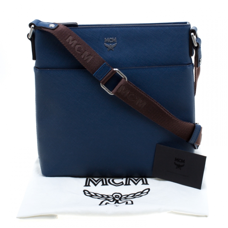 Pre Owned MCM Blue Leather Ottamar Messenger Bag