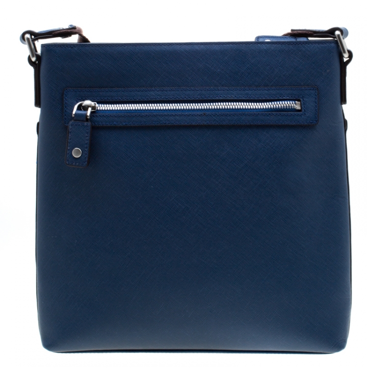 Pre Owned MCM Blue Leather Ottamar Messenger Bag