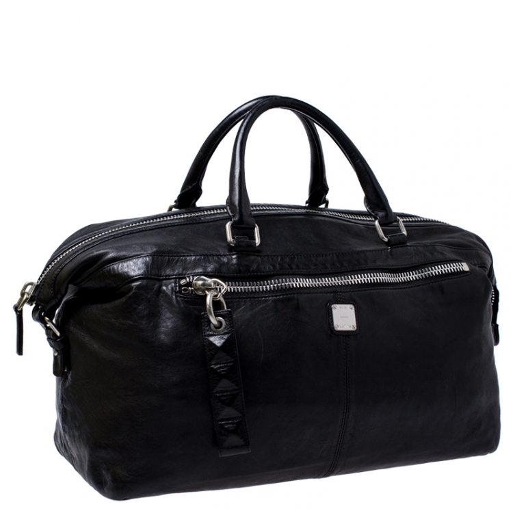 Pre Owned MCM Black Leather Duffle Bag                    