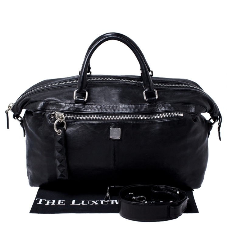 Pre Owned MCM Black Leather Duffle Bag                    