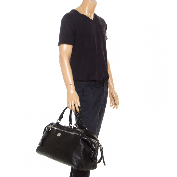Pre Owned MCM Black Leather Duffle Bag                    