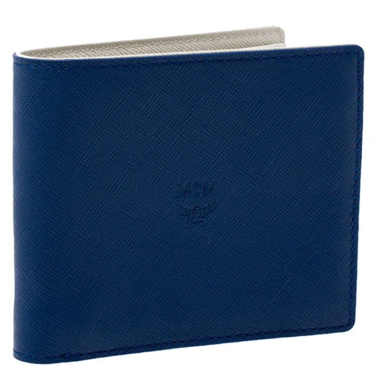 Pre Owned MCM Blue Leather Bifold Wallet