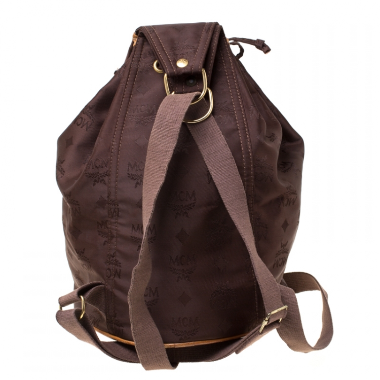 Pre Owned MCM Brown Nylon Sling Backpack