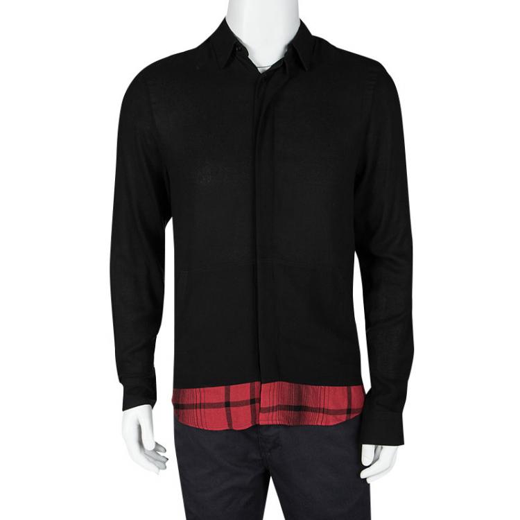 Pre Owned McQ by Alexander McQueen Black Contrast Hem Long Sleeve Shirt S