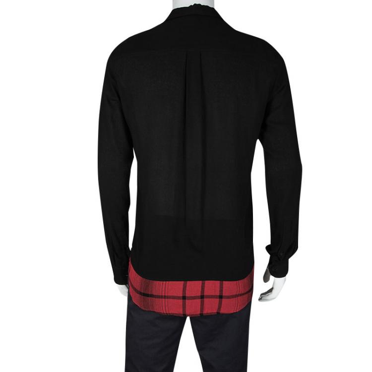 Pre Owned McQ by Alexander McQueen Black Contrast Hem Long Sleeve Shirt S
